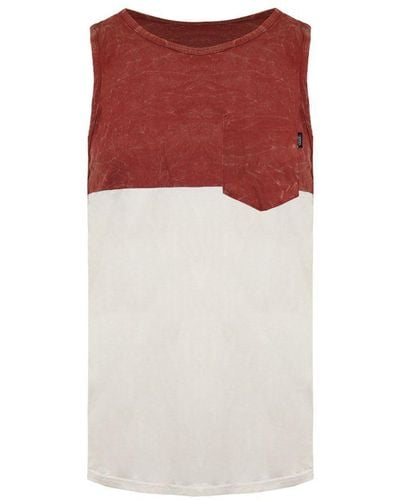 Vans Off The Wall Round Neck Sleeveless White/brown Tank Top Vn0onxfxm Cotton - Red