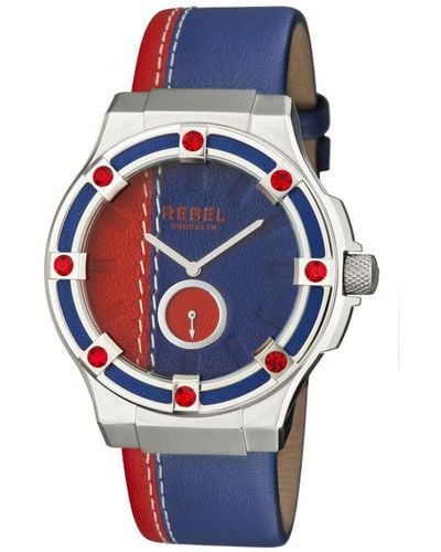 Rebel Flatbush/ Dial Leather Watch - Blue