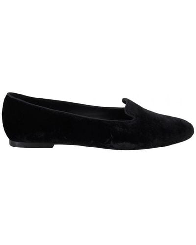 Dolce & Gabbana Black Velvet Slip Ons Loafers Flats Shoes Silk