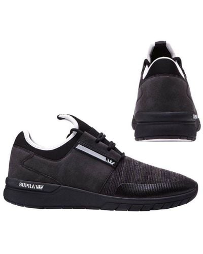 Supra Flow Run Lace Up Casual Running Trainers Black Grey 08021 957 B88d Mesh