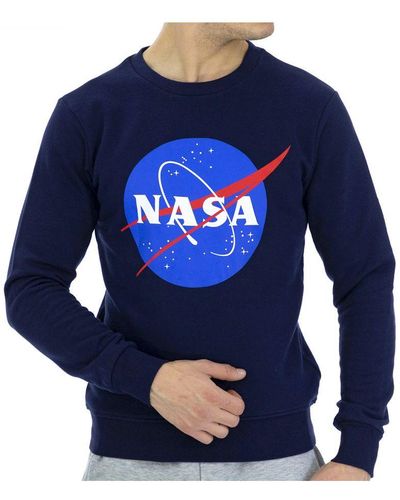 NASA Basic Long Sleeve And Round Collar 11s Sweatshirt Cotton - Blue
