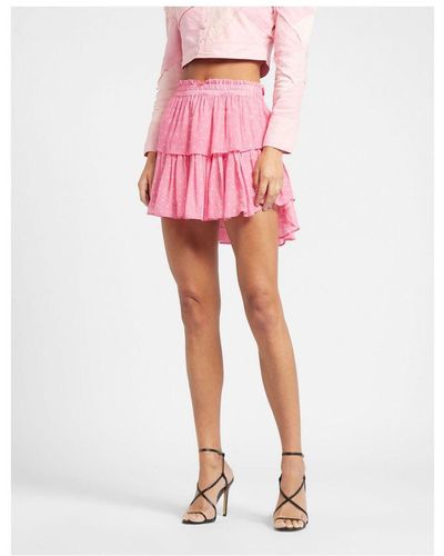 LoveShackFancy 's Love Shack Fancy Ruffle Mini Skirt In Pink - Rood