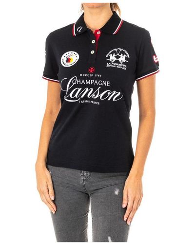 La Martina S Short-sleeved Polo Shirt With Lapel Collar 2wp184 Cotton - Black