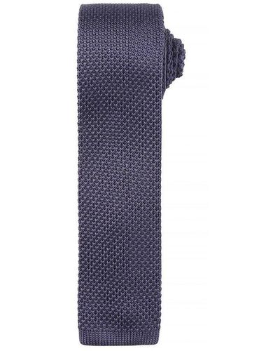 PREMIER Slim Textured Knit Effect Tie (Steel) - Blue