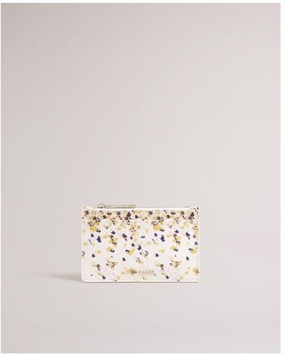 Ted Baker Rhulia Blurred Floral Zipped Card Holder - Natural