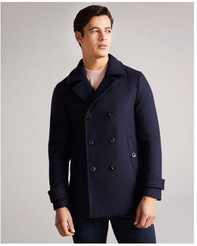 Ted Baker Grilldd Wool Peacoat - Blue