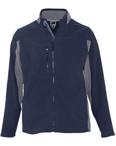 Sol's Nordic Full Zip Contrast Fleece Jacket (/Medium) - Blue