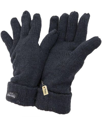 floso Dunne Wintergebreide Handschoenen (3m 40g) (donkergrijs) - Blauw
