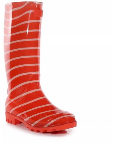 Regatta Ladies Wenlock Striped Wellington Boots (Crayon) - Red