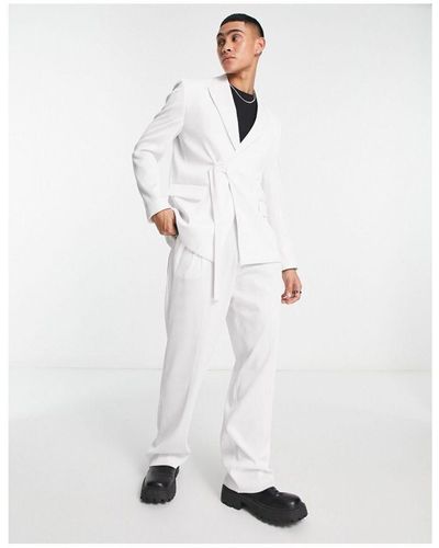 ASOS Slim Belted Suit Jacket - White