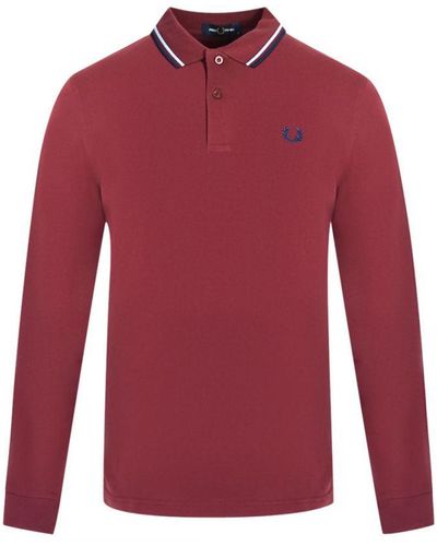 Fred Perry Twin Tipped Rood Poloshirt Met Lange Mouwen