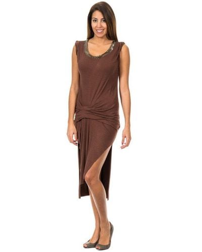 Met Roman Style Wide Straps Dress 10Dve0585 - Brown