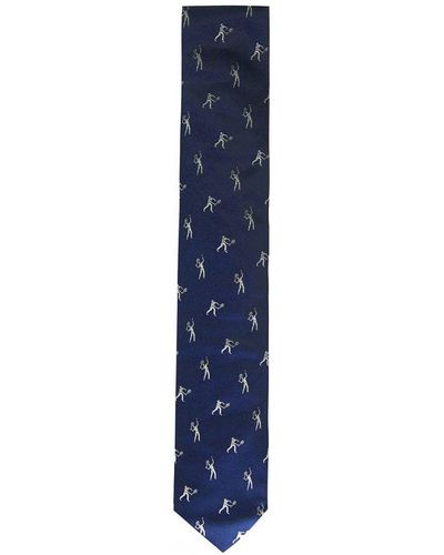 Hackett Silk Printed Tennis Navy Ties - Blue