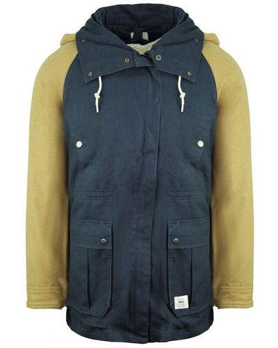 Vans Off The Wall Long Sleeve Zip Up Navy Brown Sonora Jacket V2zcind - Blue