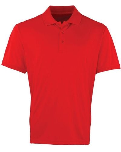 PREMIER Coolchecker Pique Short Sleeve Polo T-Shirt () - Red