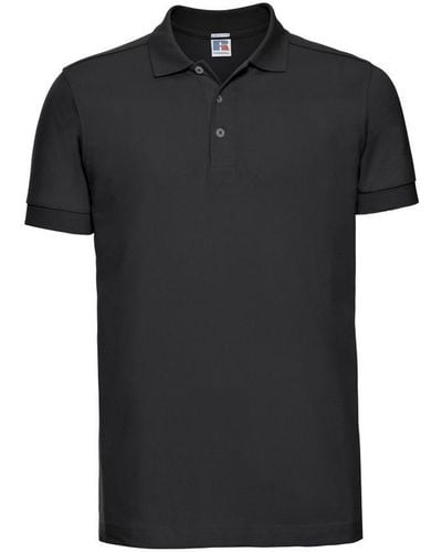 Russell Stretch Short Sleeve Polo Shirt () - Black