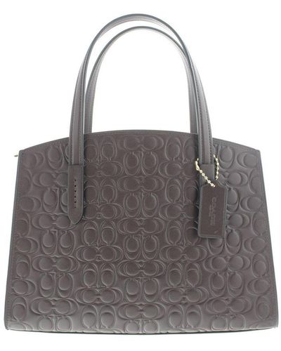 COACH Charlie 28 Oxblood Patterned Leather Carryall - Grey