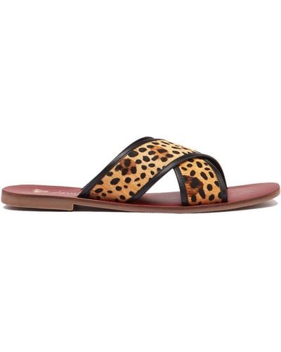 Joules Maywell Slip On Leather Slider Sandals - Brown