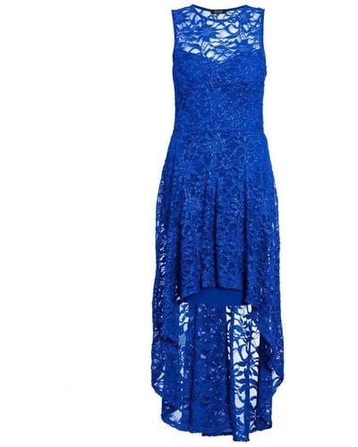 Quiz Royal Blue Glitter Lace Dip Hem Dress