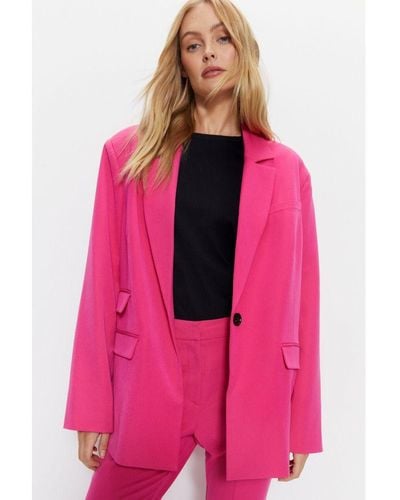 Warehouse Tailored Single Breasted Blazer - Pink