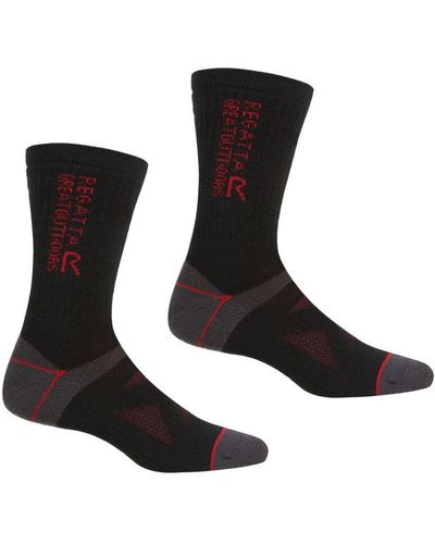 Regatta Adult Wool Hiking Boot Socks (Pack Of 2) (/Dark) - Black
