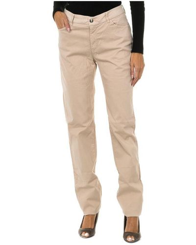 Armani Regular Fit Stretch Fabric Long Trousers 6Y5J18-5N0Rz - Natural