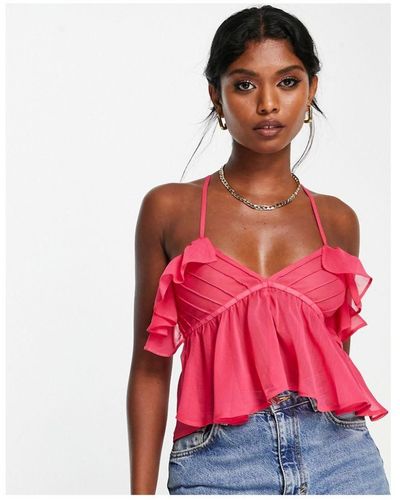 ASOS Soft Babydoll Cami With Ruffle - Red