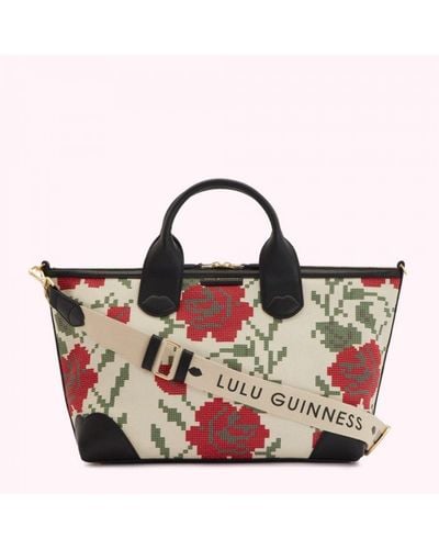 Lulu Guinness Multi Small Rose Print Poppins Bag - Pink