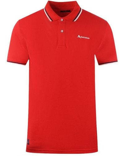 Aquascutum Twin Tipped Collar Brand Logo Polo Shirt - Red