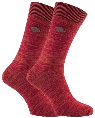 Farah 2 Pairs 1920 Bright Colour Luxury Cotton Thin Casual Crew Socks - Red