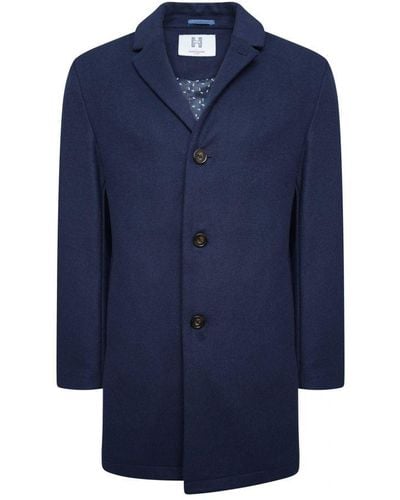Harry Brown London Navy Wool Overcoat - Blue