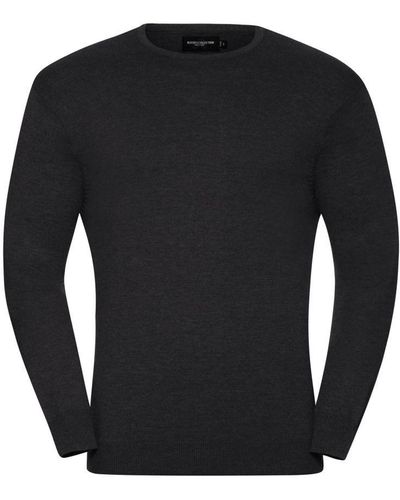 Russell Collection Crew Neck Knitted Pullover Sweatshirt ( Marl) - Black