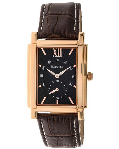 Heritor Frederick Leather-Band Watch - Black