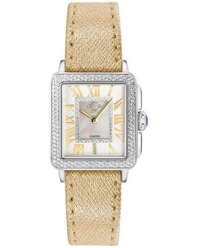 Gv2 Padova 12304 Swiss Quartz Leather Diamond Watch - Metallic