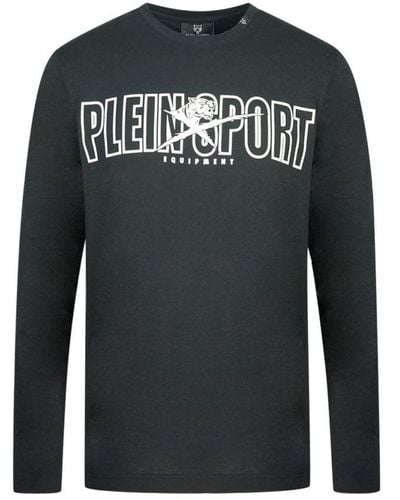 Philipp Plein Bold Branded Logo Black Long Sleeved T-shirt - Zwart