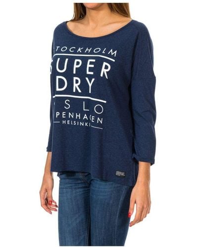 Superdry Nordic Slouch Crew G60119Xns 3/4 Sleeve Jumper - Blue