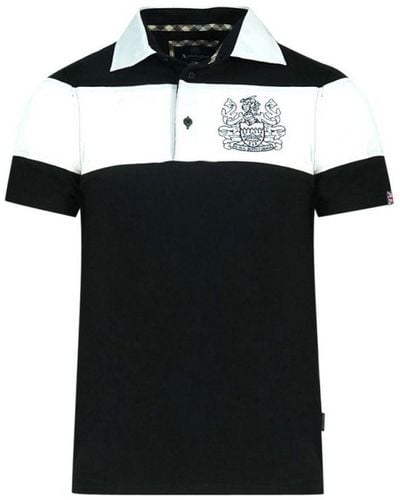 Aquascutum Color Block Aldis Crest Logo Op De Borst Zwart Poloshirt