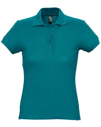 Sol's Passion Pique Poloshirt Met Korte Mouwen (eendenblauw) - Groen