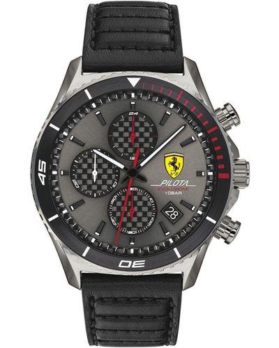 Ferrari Pilota Evo Black Watch 0830773 Leather - Grey