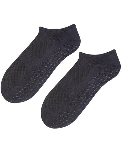 Steve Madden 1 Paar Katoenen Onzichtbare Sokken Met Grip | Pilates Sokken - Houtskool - Blauw