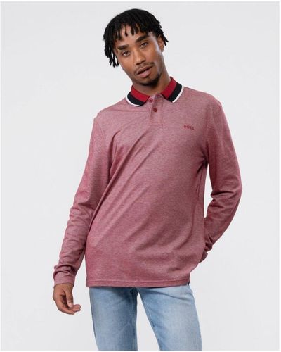 BOSS Peoxfordlong_1 Long Sleeve Polo Shirt - Red