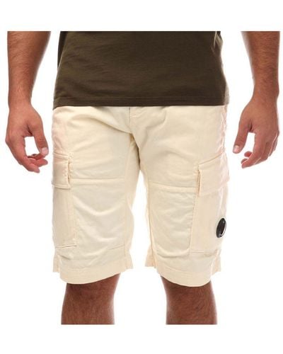 C.P. Company Stretch Sateen Cargo Shorts - Natural