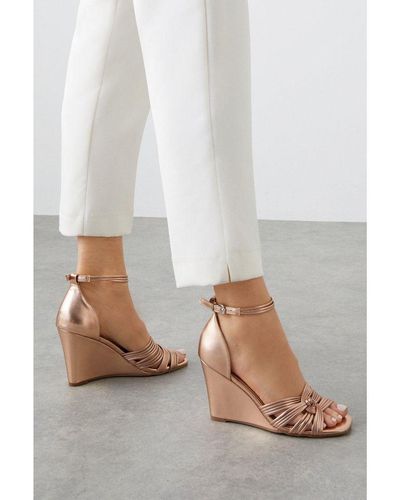 Wallis Carlotta Grecian Twist Detail Wedge Sandals - White