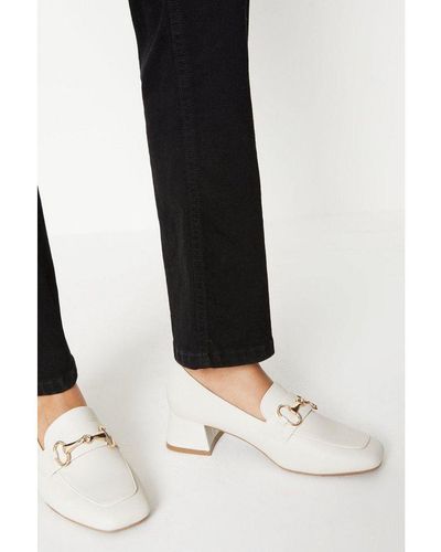 Wallis Lyon Square Toe Snaffle Detail Low Block Heel Loafers - White