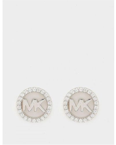 Michael Kors Accessories Thin Logo Earrings - White