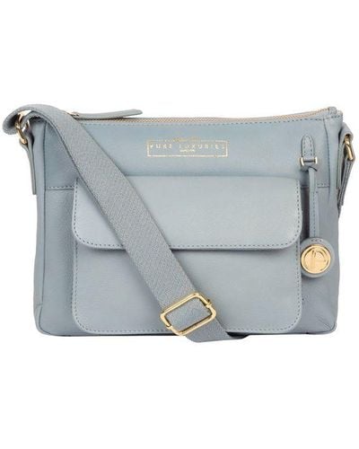 Pure Luxuries 'Tindall' Cashmere Leather Shoulder Bag - Blue