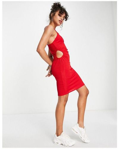 Naanaa Side Cut Out Mini Dress - Red