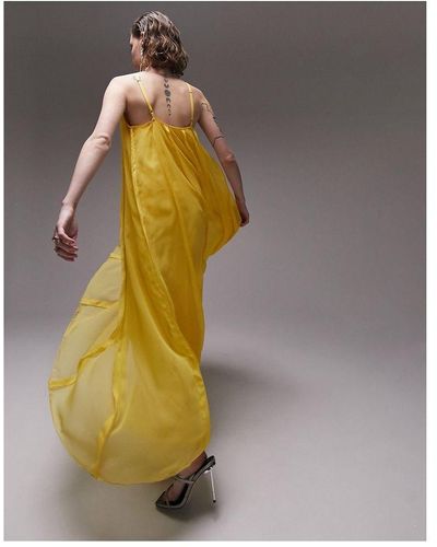 TOPSHOP Sleeveless Panelled Midi Dress - Yellow
