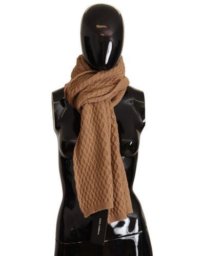 Dolce & Gabbana Dark Brown Wrap Sjaal Gebreide Kameel Sjaal - Zwart