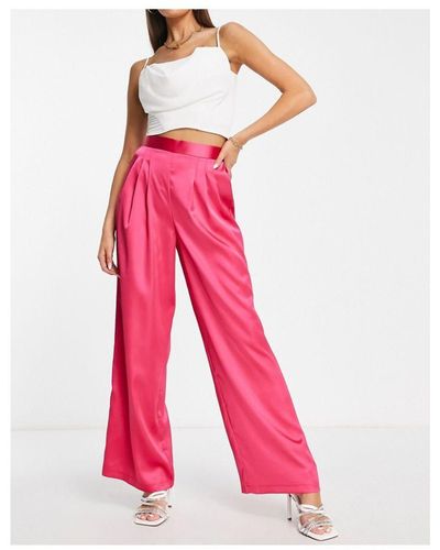ASOS Satin Trouser With Pleat Detail - Pink